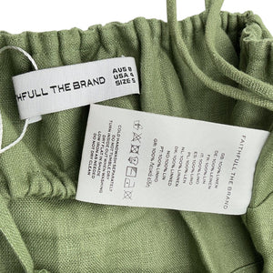 Faithfull The Brand Linen Green Chianti Top Size S