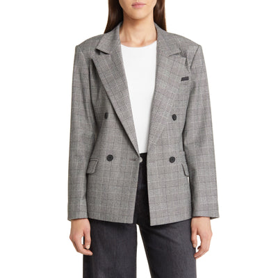 Allsaints Tailored Grey Bea Check Blazer Size 6