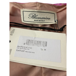 Blumarine Printed Pink Vivid Rose Rosette Ruched Tank Top Size IT 36 / US 0 NWT