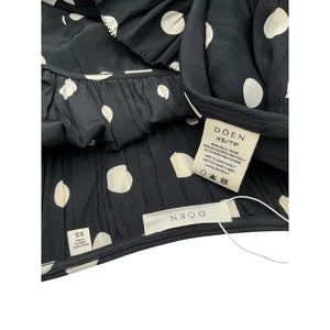 Dôen 'Rosaria' Black Silk Polka-Dot Midi Dress Size XS