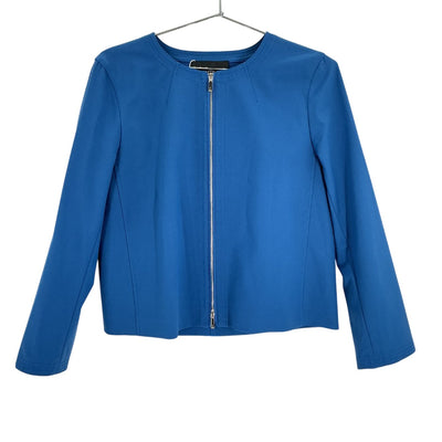 Lafayette 148 Sleek Blue Zip Front Jacket Size M