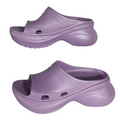 Balenciaga Platform Lilac Pool Crocs Slides Size 9 US / FR 39 NWT