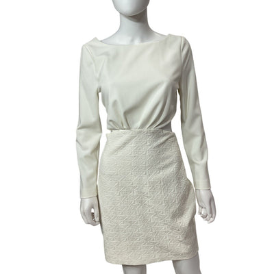 Neiman Marcus Elegant Ivory Twist Back Dress Size 8