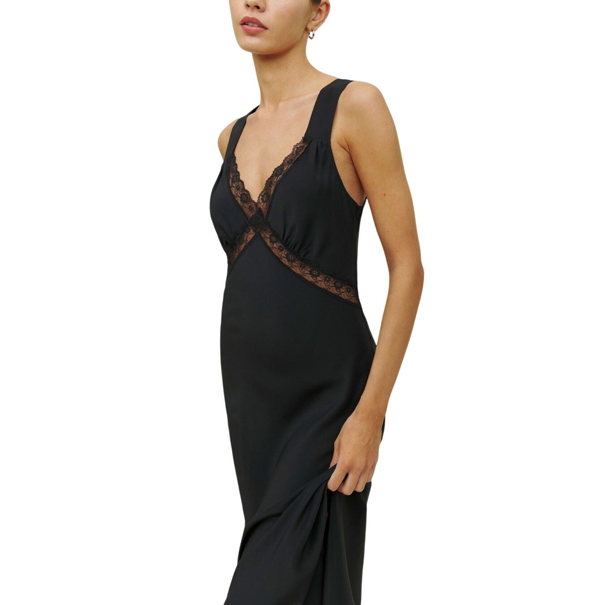 Reformation 'Provence' Black Silk Dress Size XS