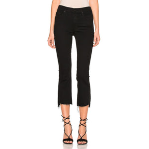 Mother High Rise Black Insider Crop Step Fray Denim Jeans Size 25