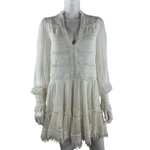 Rococo Sand Embroidered White Cia Mini Dress Size S