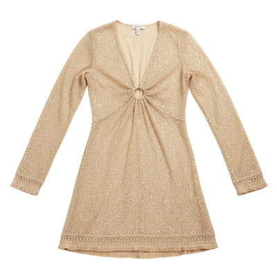 House Of Harlow 1960 Sequin Beige Ring Detail Top Size S