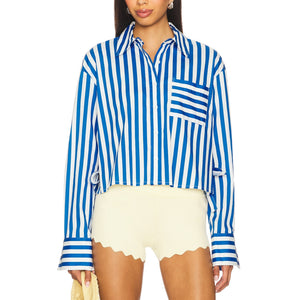 Simon Miller 'Ayre' Blue Cotton Cropped Poplin Top Size XS