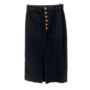 Ulla Johnson Classic Black Bea Denim Midi Size 6 Skirt