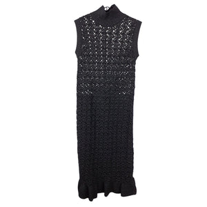 Ganni Metallic Black Turtleneck Midi Size XXS Dress