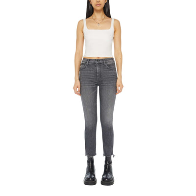 Mother Faded Black The Insider Crop Step Fray Denim Jeans Size 27