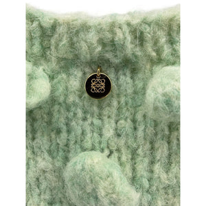 Loewe Textured Mint Cropped Bobble Wool Pullover Size S