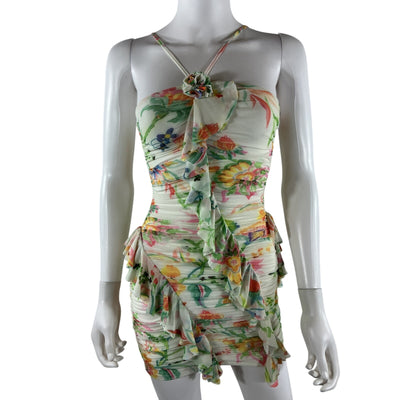 Rococo Sand Ruffled Multi Rosette Mini Dress Size XXS