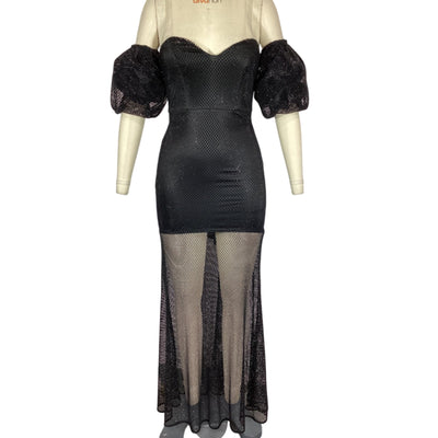 House Of Harlow 1960 Sheer Black Sulima Gown Size XXS