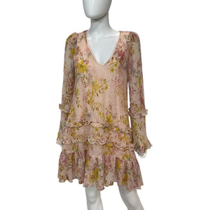 Tularosa Ruffled Lt Rose Floral Evelyn Dress Size M