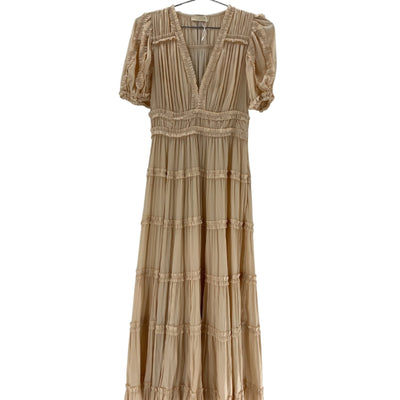 Ulla Johnson Tiered Beige Rose Dress Size 2