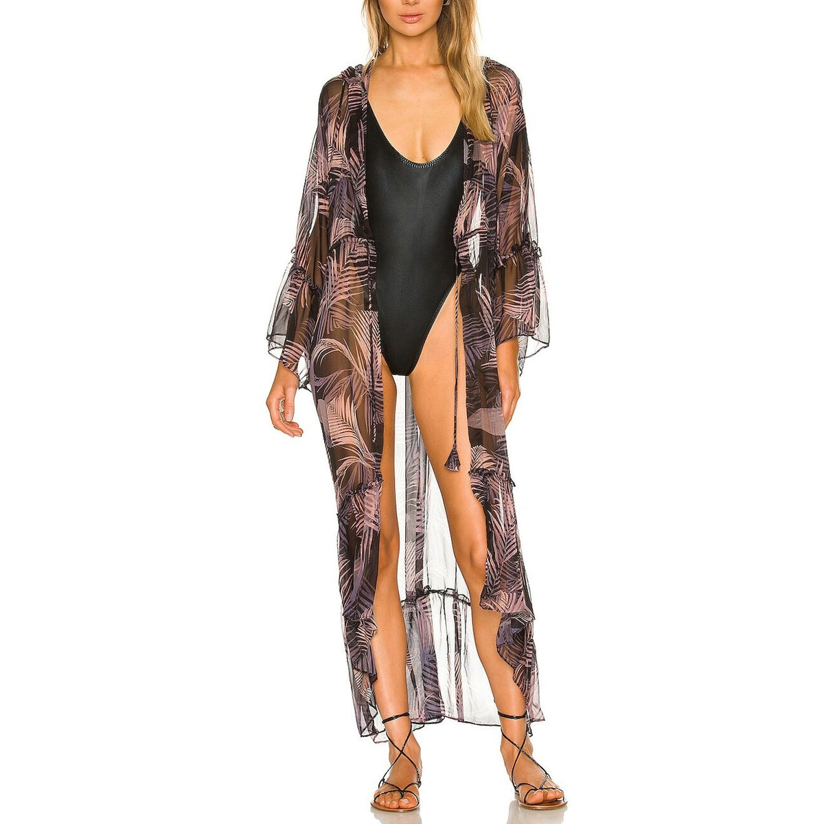 Misa Los Angeles Sheer San Miguel Palm Cruz Robe Size L