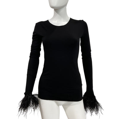 Manuri Feathered Black Elektra Blouse Size S NWT