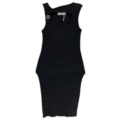 Coperni Embellished Black Cutout Ribbed Knit Mini Dress Size S