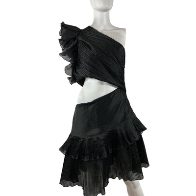 Elliatt Pleated Black Ideals Mini Dress Size XL