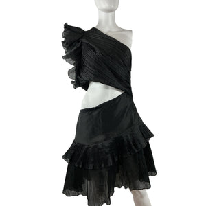 Elliatt Pleated Black Ideals Mini Dress Size XL