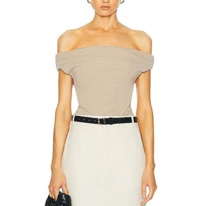 L'Academie Off-Shoulder Beige Fio Top Size XS