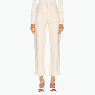 Helmut Lang 'Factory' White High Waisted Straight Leg Denim Jean Size 27