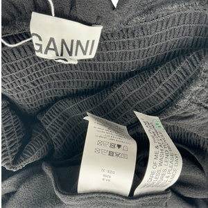 Ganni Ruffled Black Crepe Maxi Dress Size 32