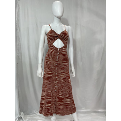 For Love & Lemons 'Isabela' Brown Midi Dress Size S