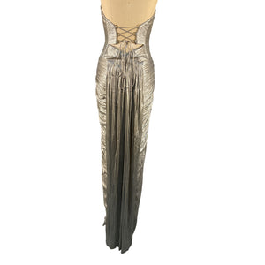 Maria Lucia Hohan Metallic Gunmetal Noor Gown Size 6