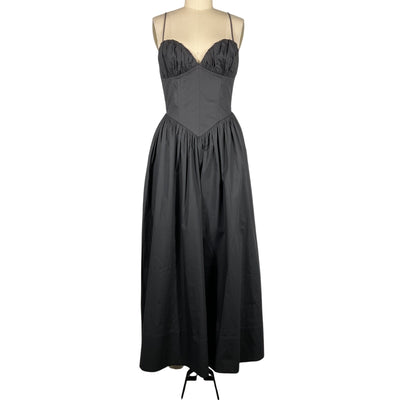 Ronny Kobo Ruched Black Carmine Midi Dress Size SNWT