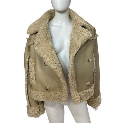 Astr The Label Faux Leather Ecru Luciana Jacket Size L