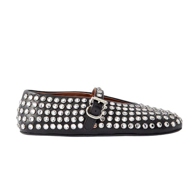 Alaia Crystal Embellished Black Mary Jane Flats Size It 38.5/ US 8.5