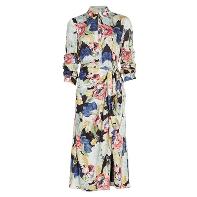 Cinq à Sept Floral Black Multi Jacey Wildwood Flower Midi Dress Size 6