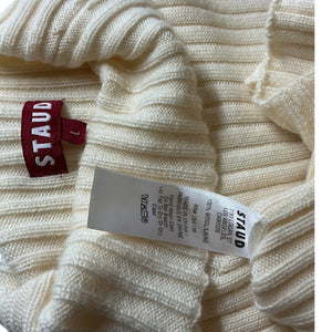 Staud Ribbed Ivory Lilou Sweater Top Size L