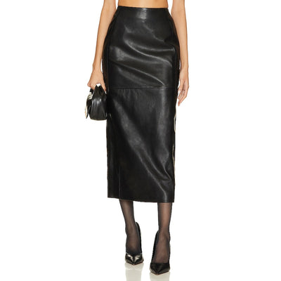 Lamarque Sleek Black Tyra Column Midi Skirt Size M
