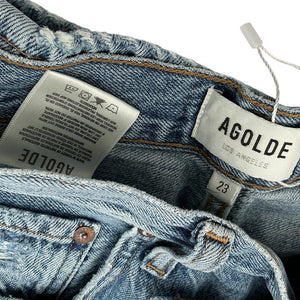 Agolde Classic Blue Crisscross Upsized Denim Jeans Size 23