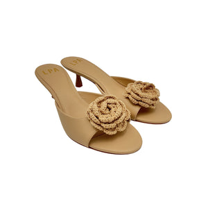 Lpa Floral Beige Rosette Mule Sandals Size 9