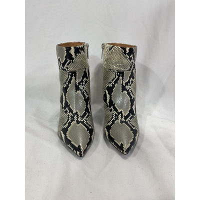 Aquatalia 'Marabella' White Leather Snake Embossed Heeled Boot Size 7.5 M