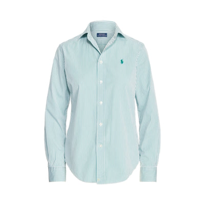 Ralph Lauren Long Sleeve Green Striped Cotton Shirt Size 0