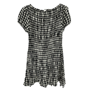 Dôen 'Rizzo' Black Shirred Gingham Voile Mini Dress Size M