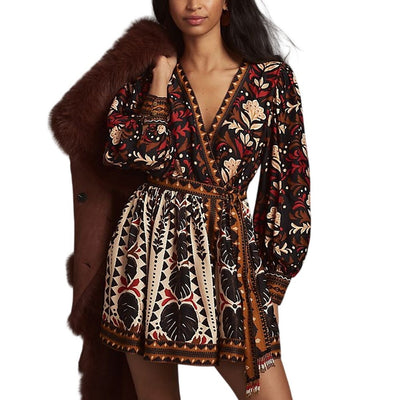 Farm Rio Printed Multicolor Tapestry Garden Mini Dress Size S