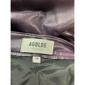Agolde Recycled Leather Night Shade Pinch Waist Pants Size 24