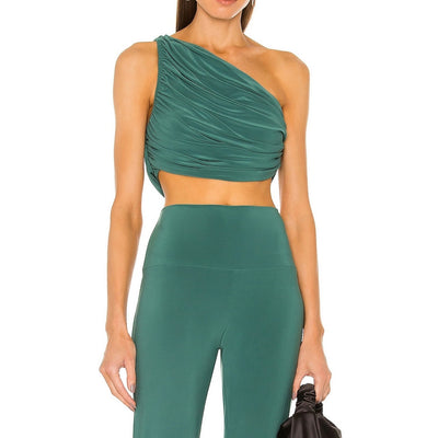 Norma Kamali Draped Mountain Green Diana Top Size S