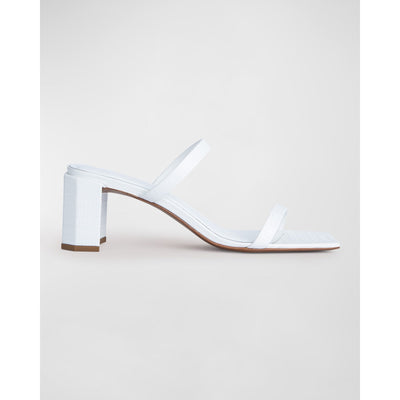 By Far 'Tanya' White Leather Embossed Chunky Heel Size 8