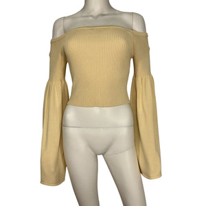 Lpa Ribbed Beige Nalle Off Shoulder Top Size XL