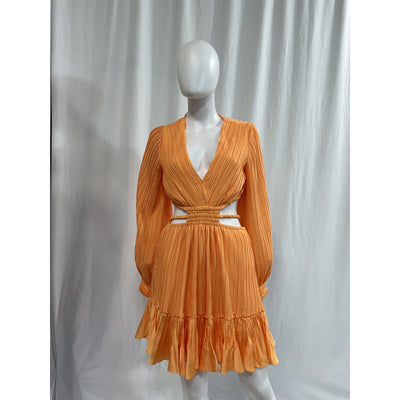 Simkhai V-Neck Orange Long Sleeve Midi Length Dress Size M