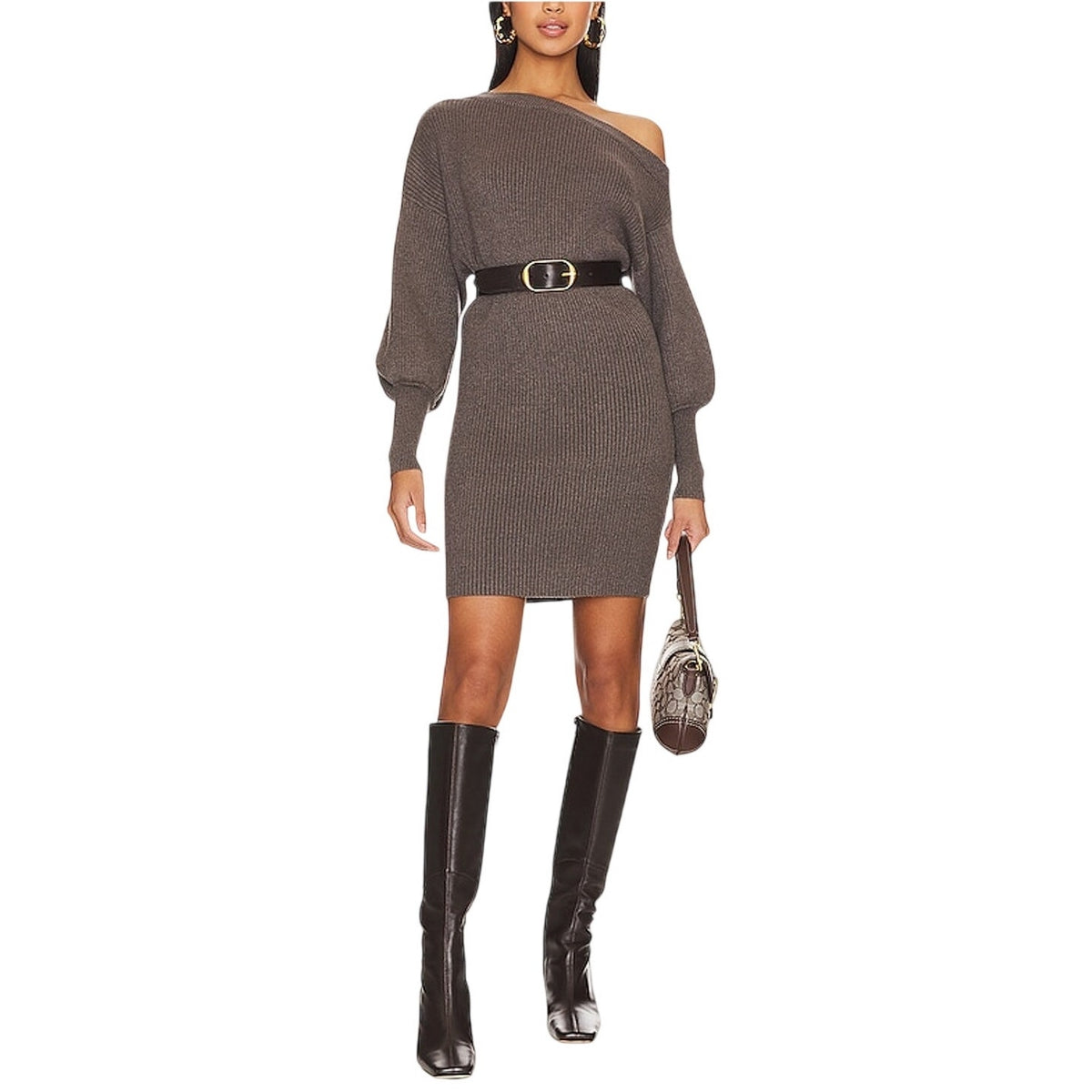 Line & Dot Ribbed Grey Emma Sweater Dress Size M
