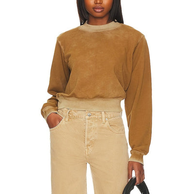 Cotton Citizen Cropped Vintage Burnt Honey Milan Crew Sweatshirt Size XS