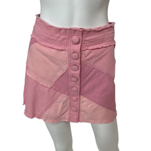 Loveshackfancy Patchwork Pastel Pink Colorblock Cayde Mini Skirt Size 2